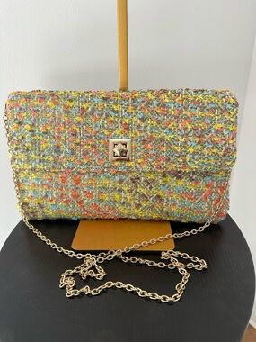 Sondra Roberts SR Squared Multicolor Tweed Clutch Bag